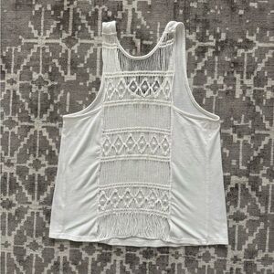 Poof! White Crochet Detail Tank Top